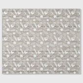 ファームハウススタイルクリスマスホリー&ピネコーンウッド ラッピングペーパー (フラット)