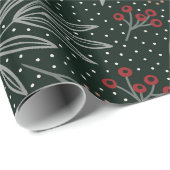 ファームハウススタイルネイビーリーフ&ベリー ラッピングペーパー (ロールコーナー)