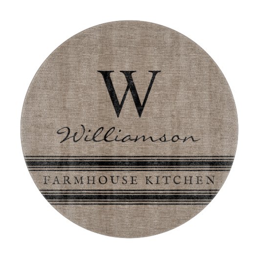 ファームハウススタイルバモノグラムのーラップファミリー名 カッティングボード (正面)