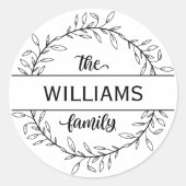 ファームハウススタイルファミリーネームモノグラム結婚ズ ラウンドシール (正面)