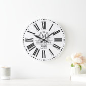 ファームハウススタイルファミリーモノグラムネームローレルリース ラージ壁時計 (ホーム)