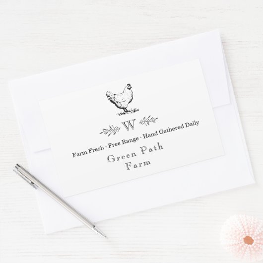 ファームハウススタイルモノグラムカートンステッカー 長方形シール (封筒)