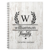 ファームハウススタイルローレルモノグラムファミリーネームレシピ ノートブック (正面)
