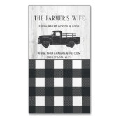 ファームハウススタイル白黒バッファロープレイドウッド マグネット名刺 (正面縦)