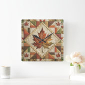 ファームハウススタイル秋リーフウォールクロック スクエア壁時計 (ホーム)