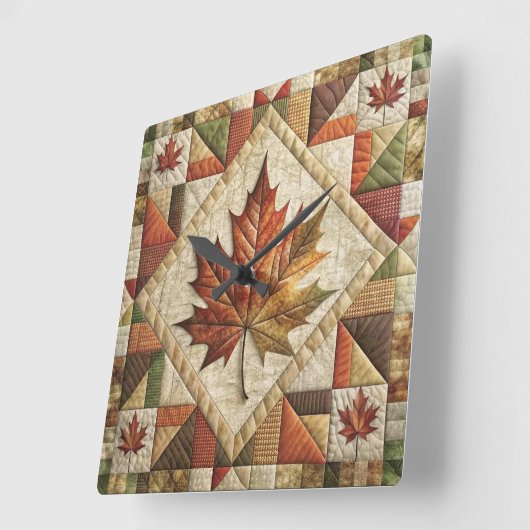 ファームハウススタイル秋リーフウォールクロック スクエア壁時計 (傾斜)