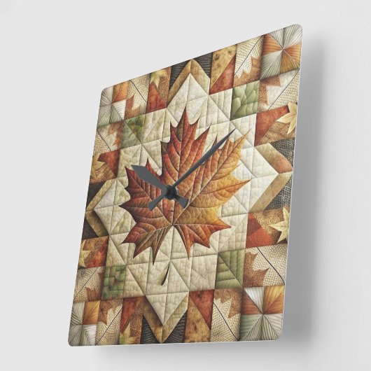 ファームハウススタイル秋秋リーフウォールクロック スクエア壁時計 (傾斜)