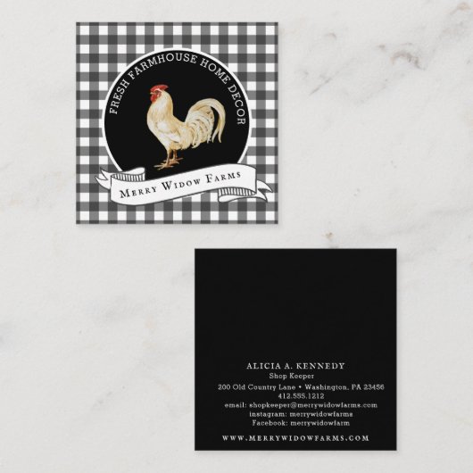 ファームハウススタイル素朴カントリールースター スクエア名刺 (正面/裏面)