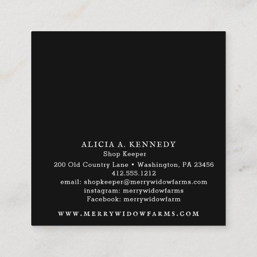 ファームハウススタイル素朴カントリールースター スクエア名刺 (裏面)