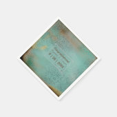 ファームハウススタイル素朴ティール(緑がかった色)レースパーソナライズ スタンダードカクテルナプキン (角)
