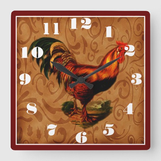 ファームハウススタイル カントリーコスター スクエア壁時計 (正面)