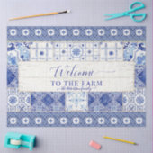 ファームハウスタイルブルーホワイトウッド素朴デコップページ 薄葉紙 (クラフト)