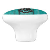 ファームハウスターコイズティール（緑がかった色）ウエスタンカントリークロス セラミックノブ (側面)