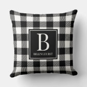 ファームハウスチェックブラック&ホワイトプレイドモノグラムの クッション (裏面)
