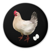 ファームハウスチキンエッグキュートカントリー セラミックノブ (正面)