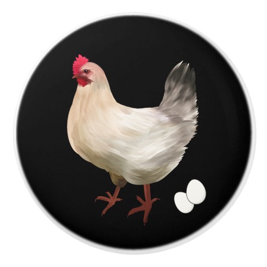 ファームハウスチキンエッグキュートカントリー セラミックノブ (正面)