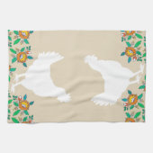 ファームハウスチキンシルエット&カントリーフラワー キッチンタオル (横)