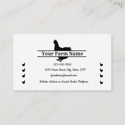 ファームハウスチキンスプリットモノグラムエッグビジネスカード 名刺 (裏面)
