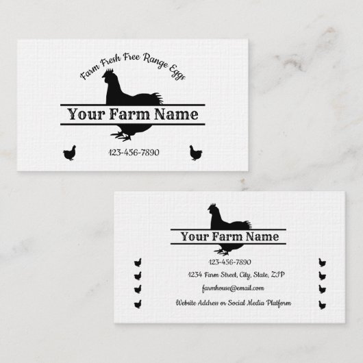 ファームハウスチキンスプリットモノグラムエッグビジネスカード 名刺 (正面/裏面)