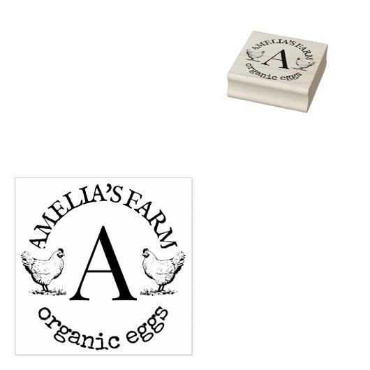 ファームハウスチキンヘンモノグラムエッグ ラバースタンプ (押印)