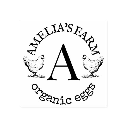 ファームハウスチキンヘンモノグラムエッグ ラバースタンプ (インプリント)