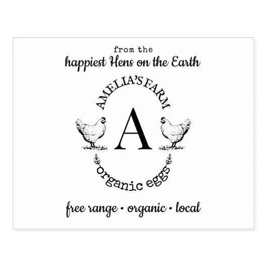 ファームハウスチキンヘンモノグラムカートンカスタム ラバースタンプ (インプリント)