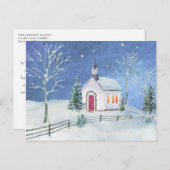 ファームハウスチ素朴ャーチクリスマスシーン ポストカード (正面/裏面)