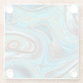 ファームハウスティール(緑がかった色)ブルーウッドグレインターコイズスワーズ ガラスコースター (裏面)