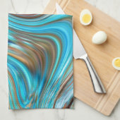 ファームハウスティール(緑がかった色)ブルーウッドグレインターコイズスワーズ キッチンタオル (四つ折り)