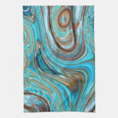 ファームハウスティール(緑がかった色)ブルーウッドグレインターコイズスワーズ キッチンタオル (縦)