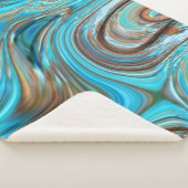 ファームハウスティール(緑がかった色)ブルーウッドグレインターコイズスワーズ シェルパブランケット (3/4)