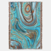 ファームハウスティール(緑がかった色)ブルーウッドグレインターコイズスワーズ スローブランケット (正面縦)