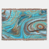 ファームハウスティール(緑がかった色)ブルーウッドグレインターコイズスワーズ スローブランケット (正面)