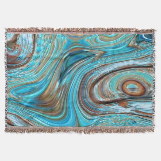 ファームハウスティール（緑がかった色）ブルーウッドグレインターコイズスワーズ スローブランケット (正面)
