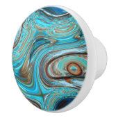 ファームハウスティール(緑がかった色)ブルーウッドグレインターコイズスワーズ セラミックノブ (右)