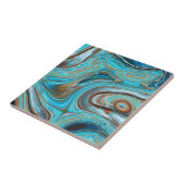 ファームハウスティール(緑がかった色)ブルーウッドグレインターコイズスワーズ タイル (側面)