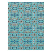 ファームハウスティール(緑がかった色)ブルーウッドグレインターコイズスワーズ テーブルクロス (正面)