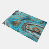 ファームハウスティール(緑がかった色)ブルーウッドグレインターコイズスワーズ ドアマット (アングル)