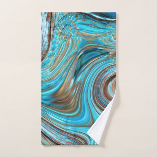 ファームハウスティール（緑がかった色）ブルーウッドグレインターコイズスワーズ バスタオルセット (ハンドタオル)