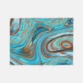 ファームハウスティール（緑がかった色）ブルーウッドグレインターコイズスワーズ フリースブランケット (正面(横))