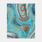 ファームハウスティール（緑がかった色）ブルーウッドグレインターコイズスワーズ フリースブランケット (正面)