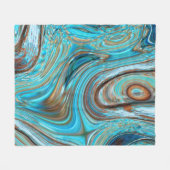 ファームハウスティール（緑がかった色）ブルーウッドグレインターコイズスワーズ フリースブランケット (正面(横))