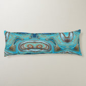 ファームハウスティール(緑がかった色)ブルーウッドグレインターコイズスワーズ ボディピロー (裏面)