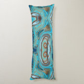 ファームハウスティール(緑がかった色)ブルーウッドグレインターコイズスワーズ ボディピロー (裏面 (縦))