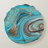 ファームハウスティール(緑がかった色)ブルーウッドグレインターコイズスワーズ ラウンドクッション (裏面)