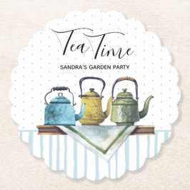 ファームハウスデコールティーポットヴィンテージウォーター色 ペーパーコースター