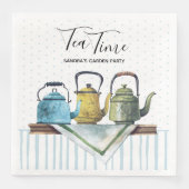 ファームハウスデコールヴィンテージティーポットウォーターカラーナプキン (正面)