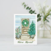 ファームハウスドアクリスマスリース引っ越しました ポストカード (スタンド正面)