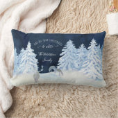 ファームハウスネイビースノーウィングホワイトクリスマスファミリー名 ランバークッション (ブランケット)