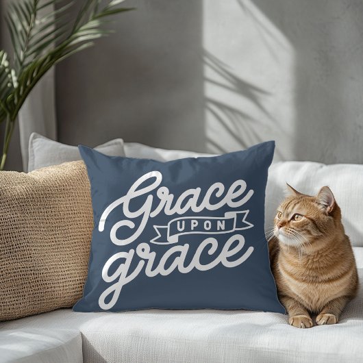 ファームハウスネイビーブルーグレイスクリスチャン装飾用クッション クッション